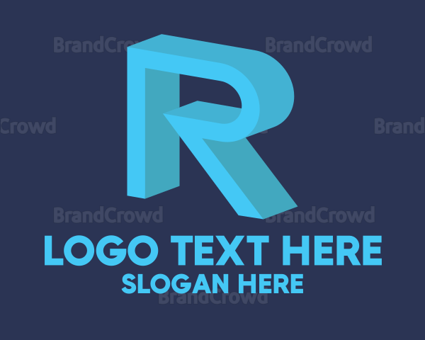 3D  Blue Letter R Logo