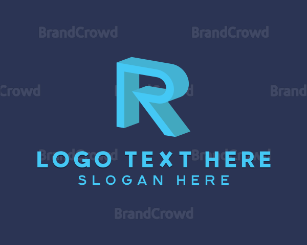 3D Blue Letter R Logo