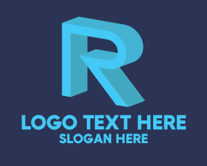 3D  Blue Letter R Logo