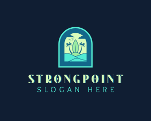 Tropical Surfboard Beach Logo