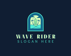 Surfboard - Tropical Surfboard Beach logo design