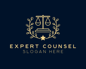 Counsel - Justice Scale Wreath logo design