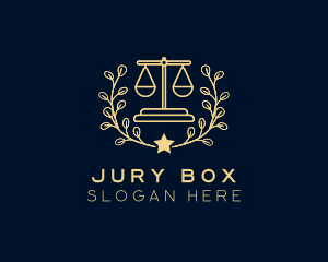 Jury - Justice Scale Wreath logo design
