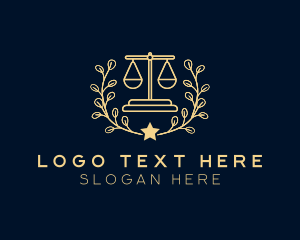 Judge - Justice Scale Wreath logo design