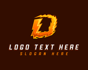 Charging - Lightning Bolt Letter D logo design