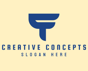 Theme - Blue Asian T logo design