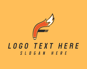 Forest Animal - Orange Fox Tail Letter F logo design