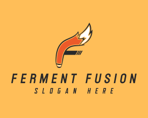 Orange Fox Tail Letter F logo design