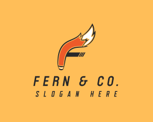 Orange Fox Tail Letter F logo design