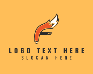 Orange Fox Tail Letter F Logo