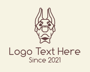 Line - Bowtie Doberman Dog logo design