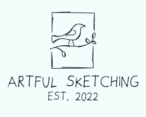 Rustic Sketch Handicraft Robin  logo design