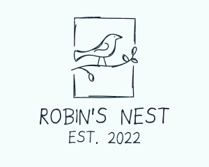 Rustic Sketch Handicraft Robin  logo design