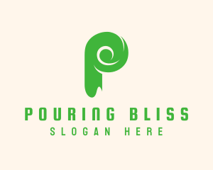 Green Eco Letter P logo design