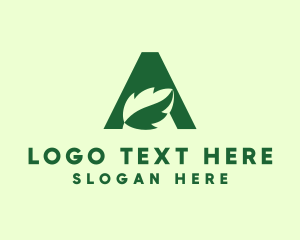 Negative Space - Green Eco Letter A logo design