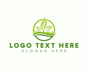 Mowing - Leaf Grass Lawn logo design