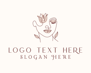 Brown - Flower Lady Face Spa logo design