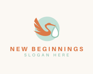 Birth - Stork Bird Delivery logo design