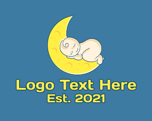 Baby Shower - Baby Sleeping Moon logo design