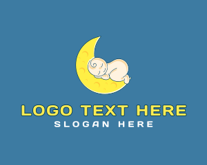 Sleep - Baby Sleeping Moon logo design