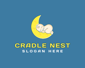 Cradle - Baby Sleeping Moon logo design