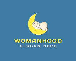 Kid - Baby Sleeping Moon logo design