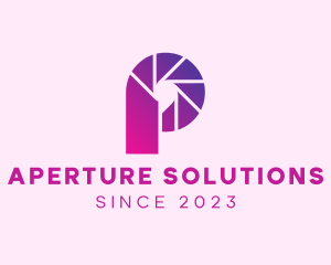 Aperture - Camera Shutter Letter P logo design