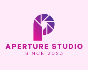 Aperture - Camera Shutter Letter P logo design