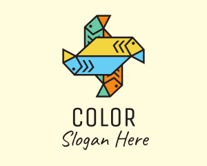 Fisherman - Colorful Pinwheel Fish logo design