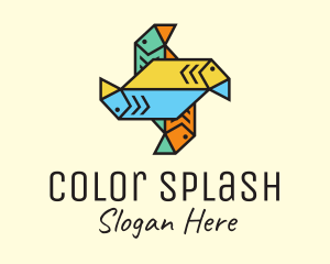 Colorful Pinwheel Fish logo design