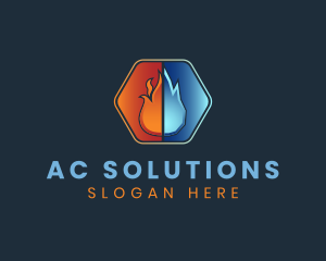 Flame Ice Heating Cooling logo design