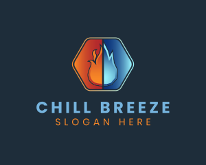 Flame Ice Heating Cooling logo design