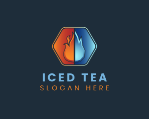 Flame Ice Heating Cooling logo design