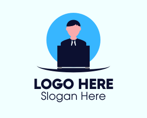 Man - Stay Home Office logo design