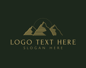 Hiking - Golden Mountain Range logo design