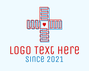 Medical Center - Heart Hospital Cross logo design