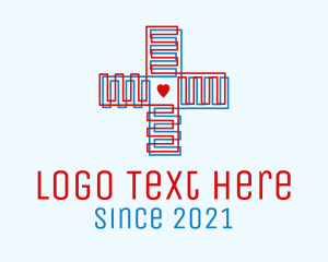 Health Insurance - Heart Hospital Cross logo design