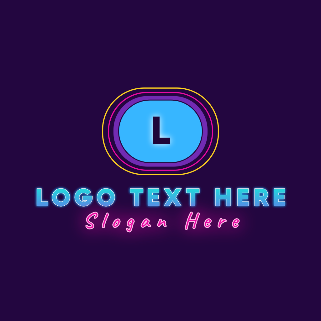 Retro Neon Disco Oval Logo | BrandCrowd Logo Maker