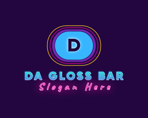 Retro Neon Disco Oval logo design