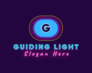 Retro Neon Disco Oval logo design