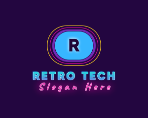 Retro Neon Disco Oval logo design