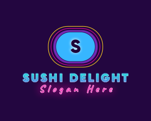 Retro Neon Disco Oval logo design