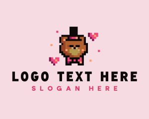 Gift Shop - Hat Bear Pixel logo design