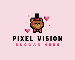 Hat Bear Pixel logo design