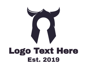 Viking - Blue Helmet Lock logo design