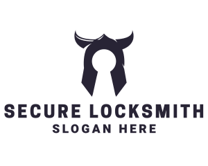 Locksmith - Helmet Key Hole logo design