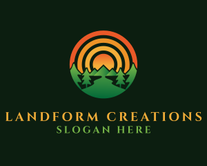 Landform - Mountain Sun Nature logo design