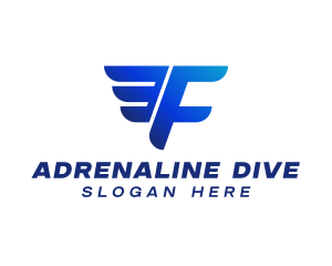 Skydiving - Aviation Wing Letter F logo design