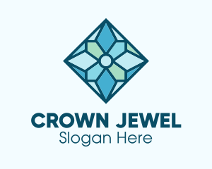 Blue Snowflake Stained Glass logo design