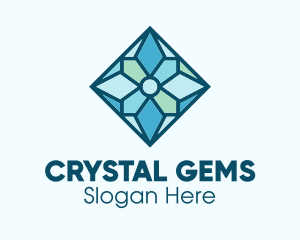 Blue Snowflake Stained Glass logo design